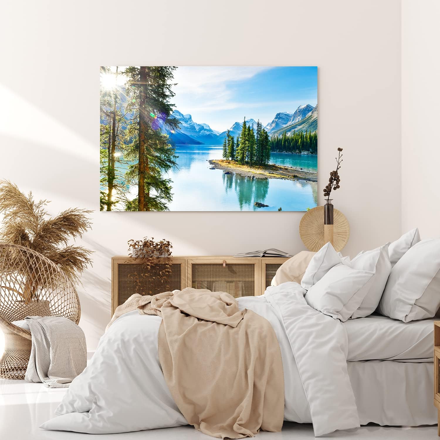 Paul Sinus Wandbild 120x80cm Alpensee See Alpen Berge Landschaft Bäume Schneegipfel