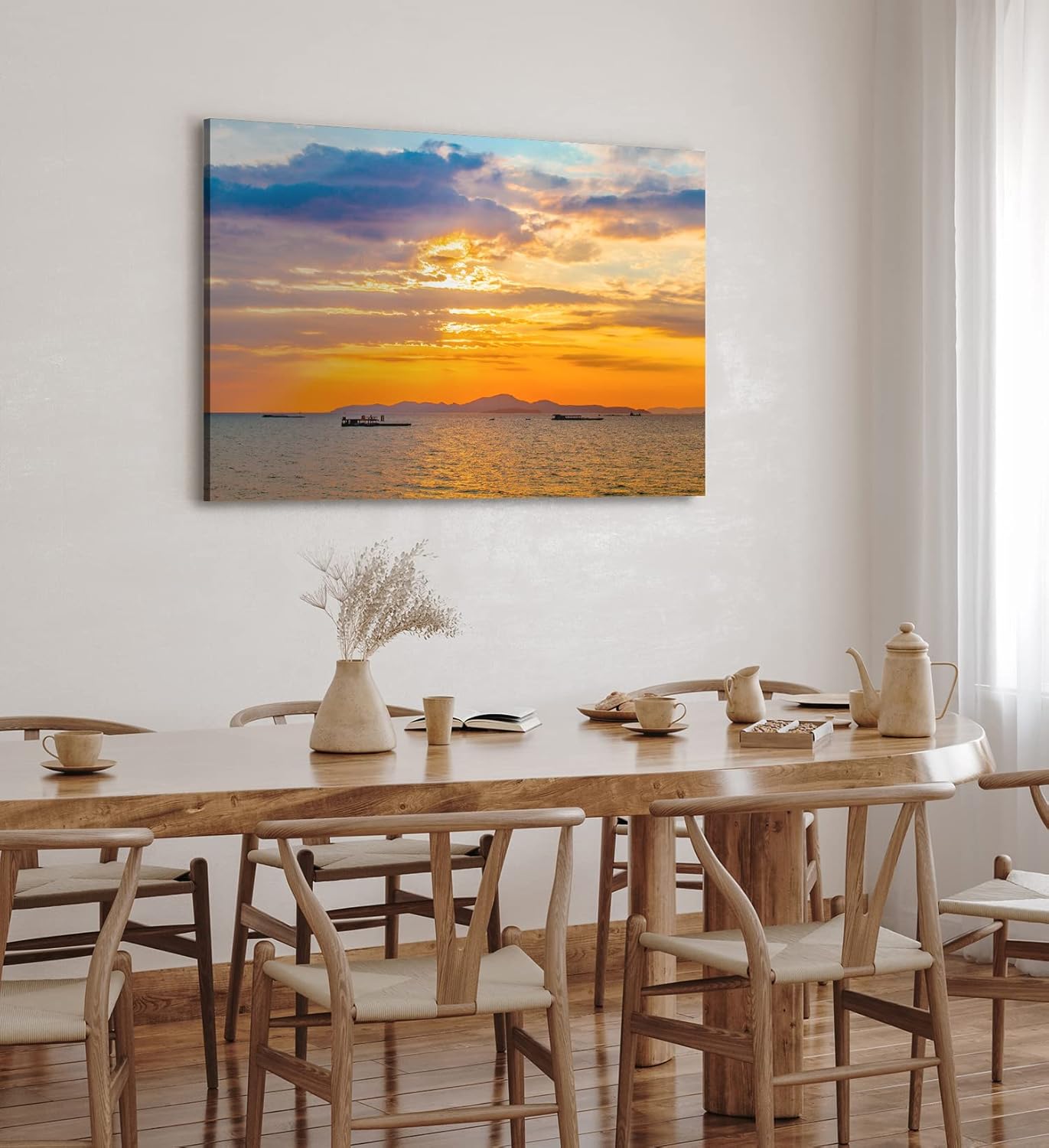 Paul Sinus Wandbild 120x80cm Thailand Meer roter Himmel Sonnenuntergang Schiffe