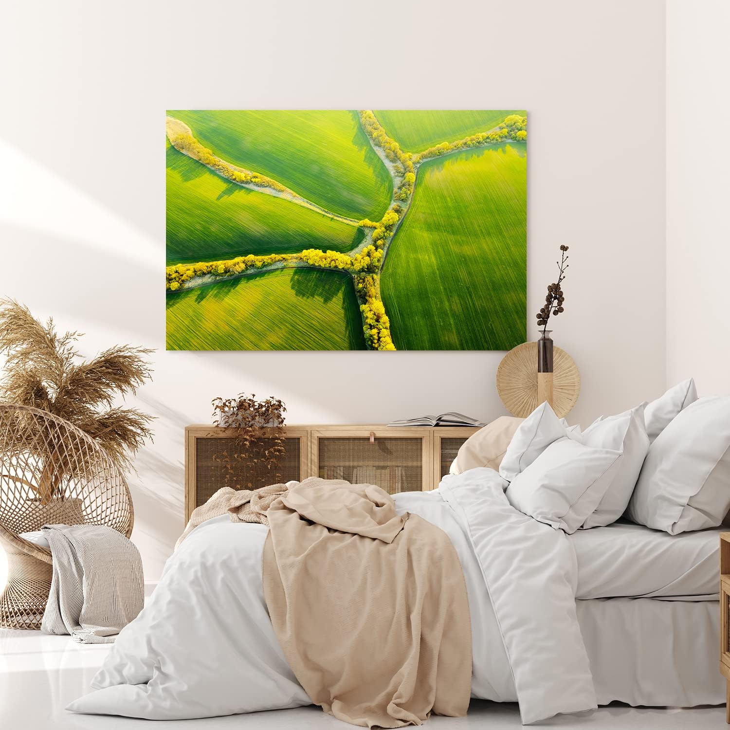 Paul Sinus Wandbild 120x80cm Luftaufnahme grüne Felder Natur Landschaft