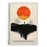 Paul Sinus Leinwandbild 40x60cm Red Moon Rising geheimnisvolle Landschaft mit leuchtend rotem Mond Silhouette einsamer Figur reflektierendes Wasser