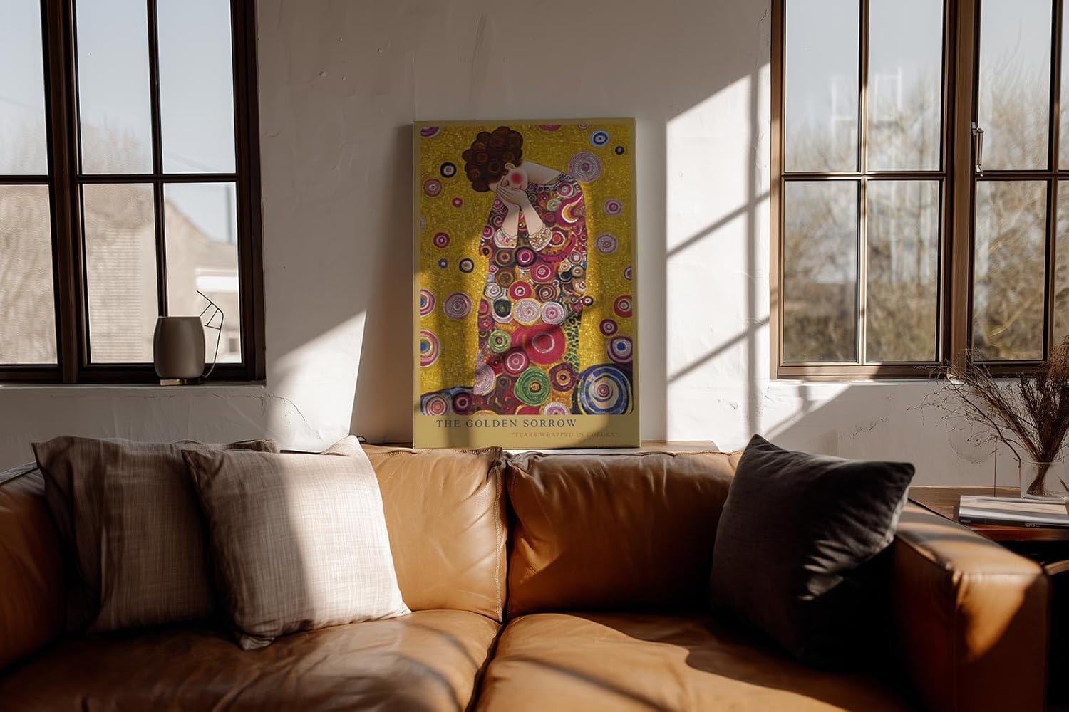 Paul Sinus Wandbild in 40x60cm The Golden Sorrow – ausdrucksstarkes Kunstmotiv im goldenen Mosaikstil für elegante Raumgestaltung