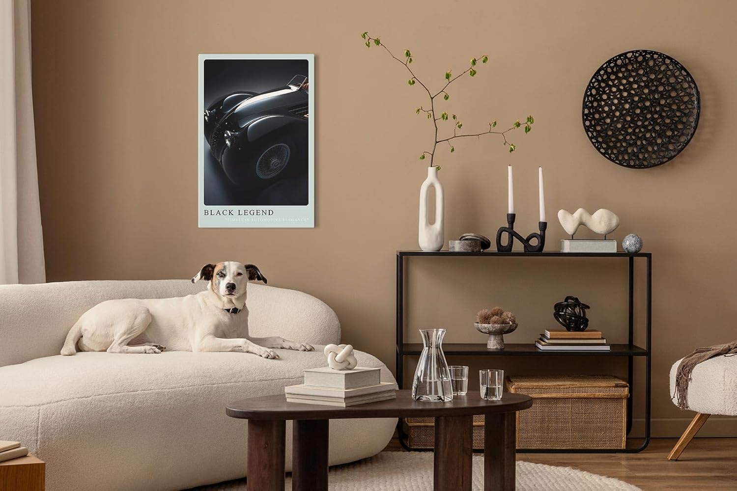 Paul Sinus Leinwandbild 80x120cm Leinwandbild Black Legend klassische Automobilkunst zeitlose Eleganz glänzende Perfektion stilvolle Ästhetik Luxusauto