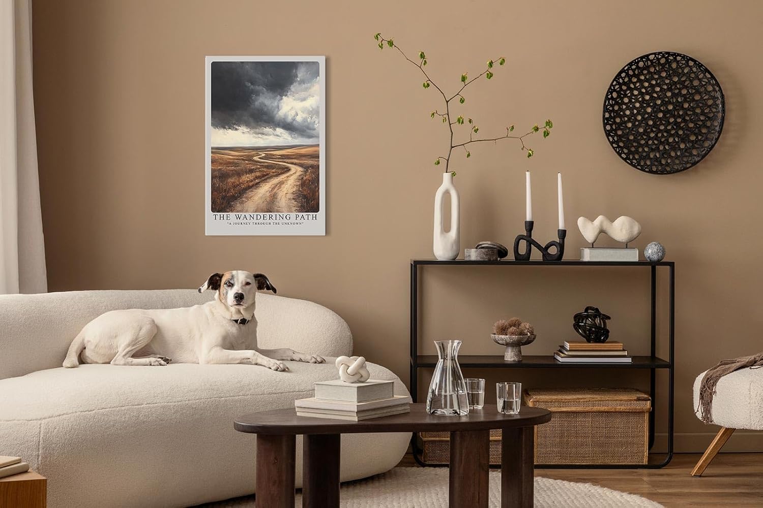 Paul Sinus Leinwandbild 40x60cm The Wandering Path – Malerischer Weg durch weite Landschaft unter dramatischem Himmel