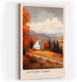 Paul Sinus Kunstdruck 40x60cm Autumn Cabin – Weißes Haus in herbstlicher Landschaft mit goldroten Wäldern und weiter Aussicht