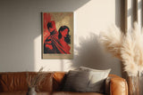 Paul Sinus Wandbild in 40x60cm The Shadow Union – Batman und mysteriöse Frau in intensiver roter Komposition, ausdrucksstarkes Pop-Art-Design für moderne Räume