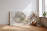 Sinus Art Wandbild 120x80cm Komplexe abstrakte Linienführung in hellem Beige, Grau und dezentem Goldton