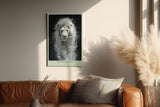 Paul Sinus Wandbild in 40x60cm The White King Weißer Löwe in dynamischer Wasserbewegung vor schwarzem Hintergrund