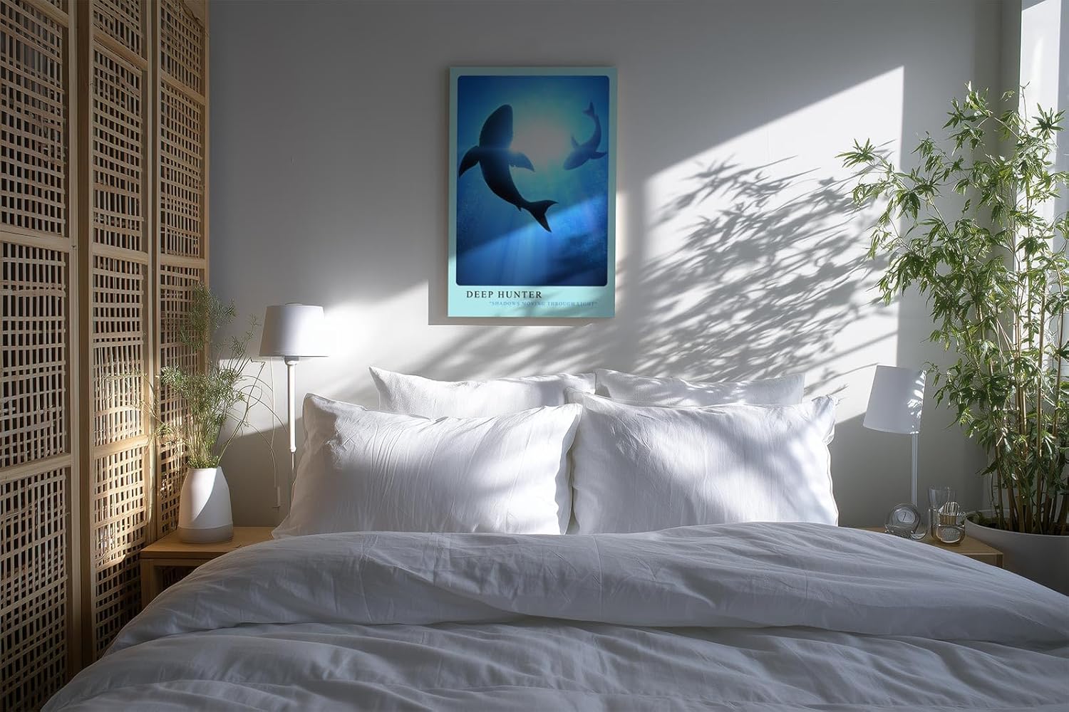 Paul Sinus Kunstdruck 40x60cm Hai Meer Unterwasser Silhouette Jäger Ozean Deep Hunter