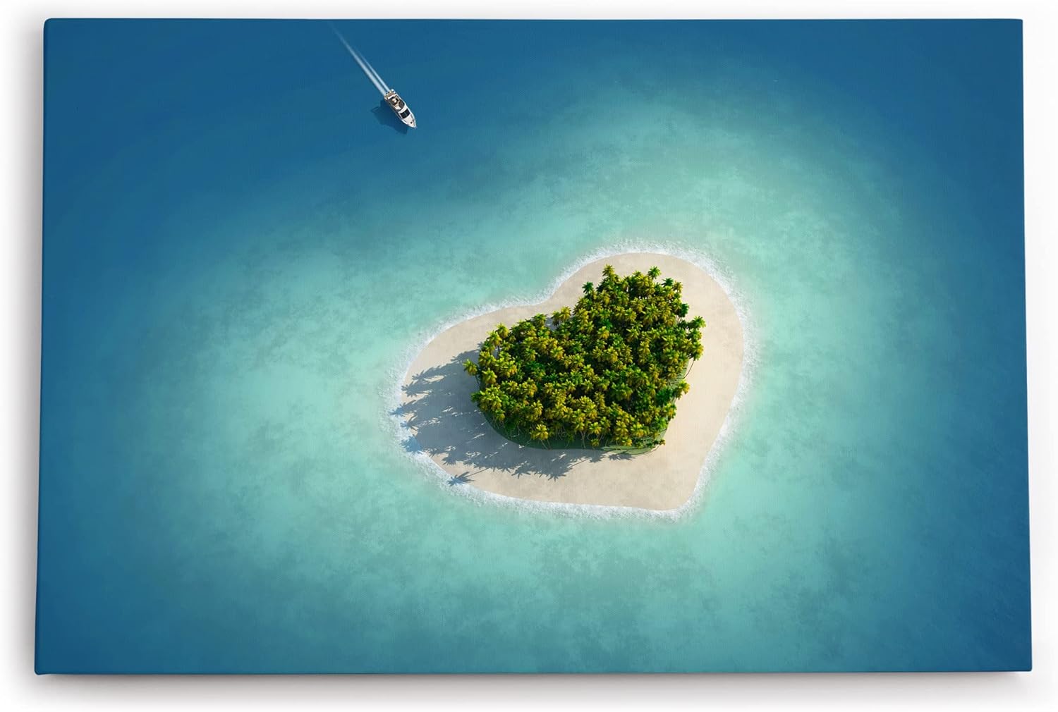 Wandbild 120x80cm Herzinsel Insel Herz Malediven Sommer Paradies