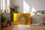 Sinus Art Wandbild 120x80cm Atemberaubendes Makromotiv einer Sonnenblume – intensiv, lebendig und ausdrucksstark