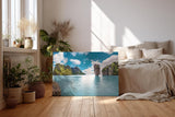 Sinus Art Wandbild 120x80cm Atemberaubendes Inselmotiv mit türkisfarbenem Wasser und einzigartigen Felsen für Fernweh-Feeling