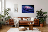 Sinus Art Wandbild 120x80cm Spiralförmige Galaxie mit hell leuchtendem Zentrum im Weltraum – geheimnisvoll und schön