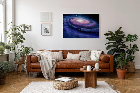 Sinus Art Wandbild 120x80cm Spiralförmige Galaxie mit hell leuchtendem Zentrum im Weltraum – geheimnisvoll und schön