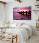 Paul Sinus Wandbild 120x80cm Meer Steg Sonnenuntergang Rot Himmel Abendröte