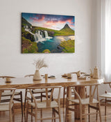 Paul Sinus Wandbild 120x80cm Island Kirkjufellsfoss Landschaft Berge Grün Wasserfall