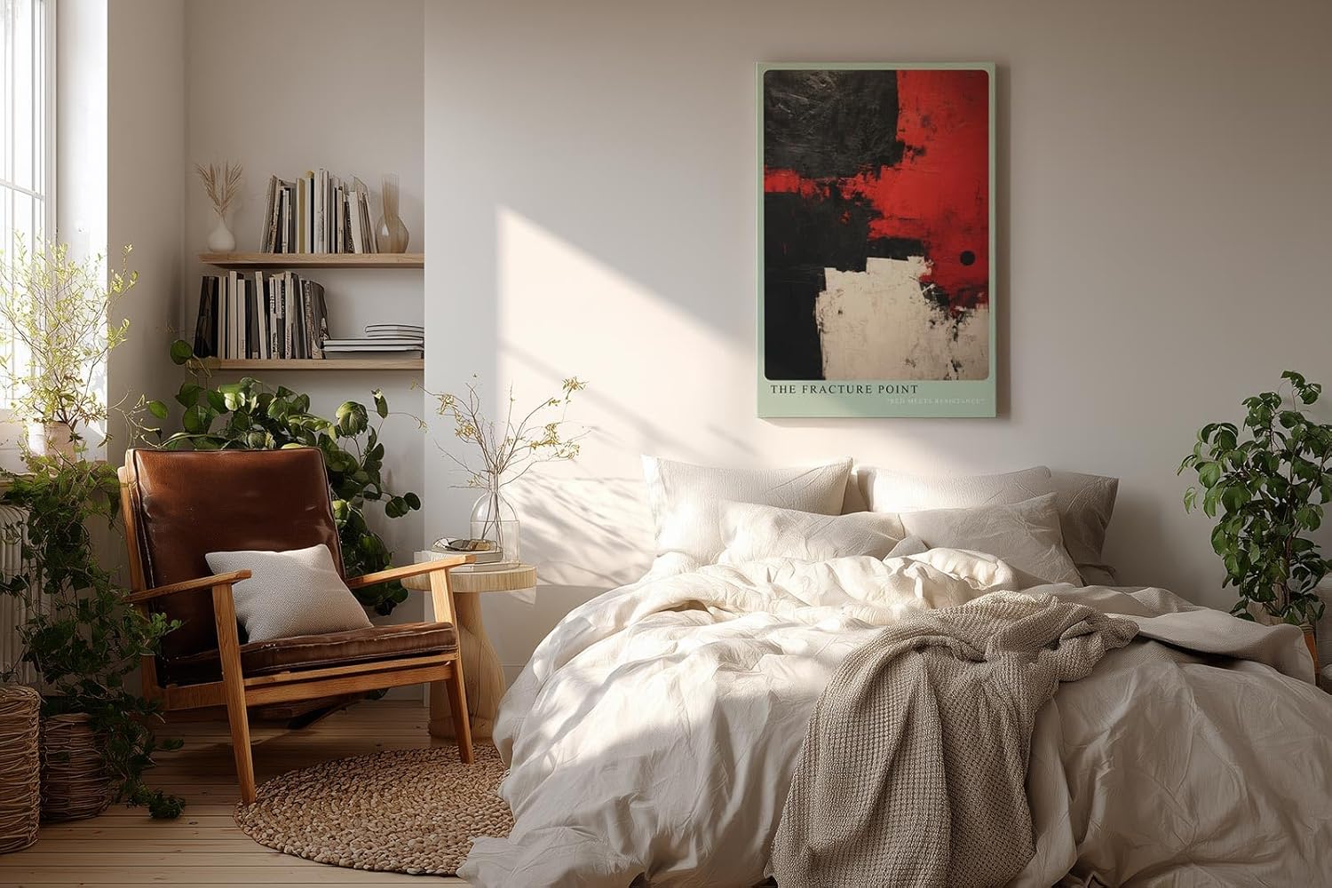 Paul Sinus Wandbild in 40x60cm The Fracture Point – Kraftvolle abstrakte Kunst in Rot, Schwarz und Weiß mit markanten Farbflächen