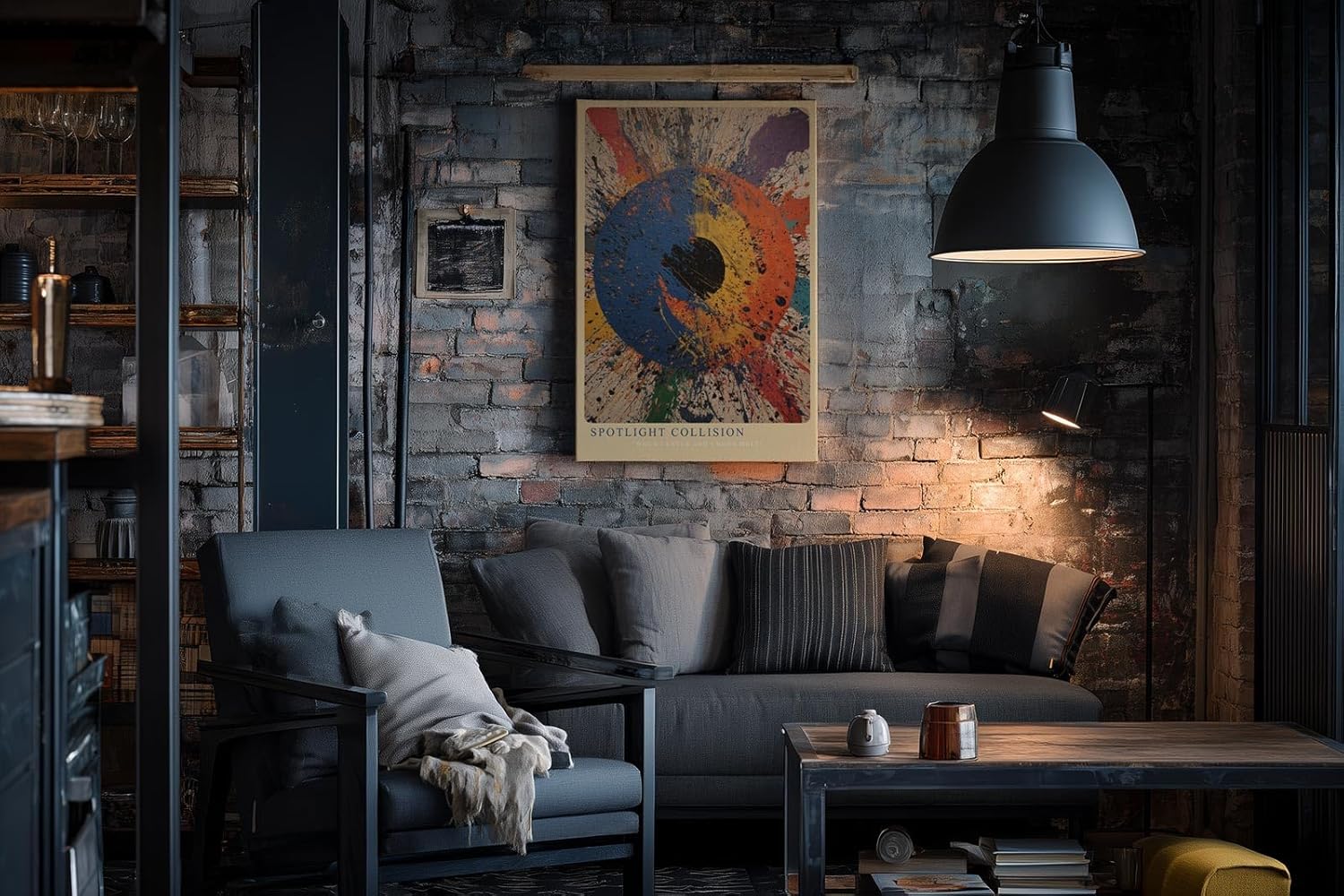 Paul Sinus Wandbild in 40x60cm Spotlight Collision Abstrakte Farbexplosion mit zentralem Fokus
