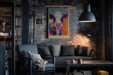 Paul Sinus Wandbild in 80x120cm Colorful Cutie – Buntes Kuh-Porträt im modernen Acrylstil, farbenfrohe Kunst für ein lebendiges Ambiente