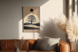 Paul Sinus Wandbild in 40x60cm Baum im Lichtkreis mit schwarzer Sonne über minimalistischer Landschaft