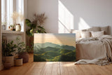 Sinus Art Wandbild 120x80cm Sanftes Hügelland mit Lichtstimmung für beruhigende und naturnahe Raumwirkung