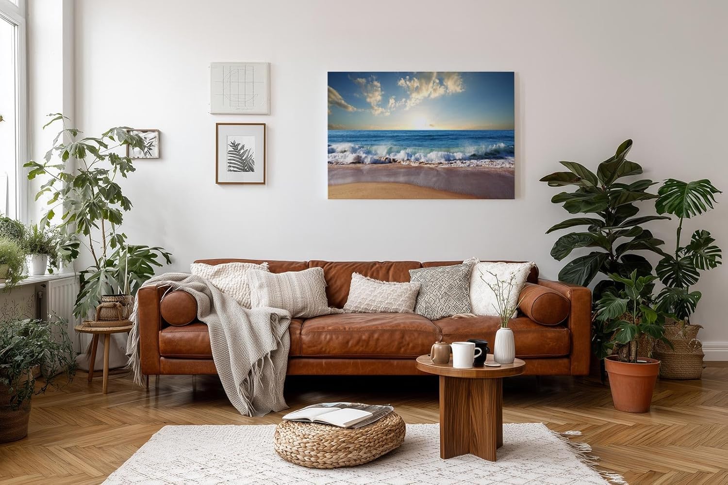 Sinus Art Wandbild 120x80cm Die brechenden Wellen im goldenen Licht erzeugen Ruhe und Dynamik zugleich