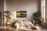 Sinus Art Wandbild 120x80cm Dramatisches Küstenpanorama bei Sonnenuntergang – ruhig, weit und eindrucksvoll