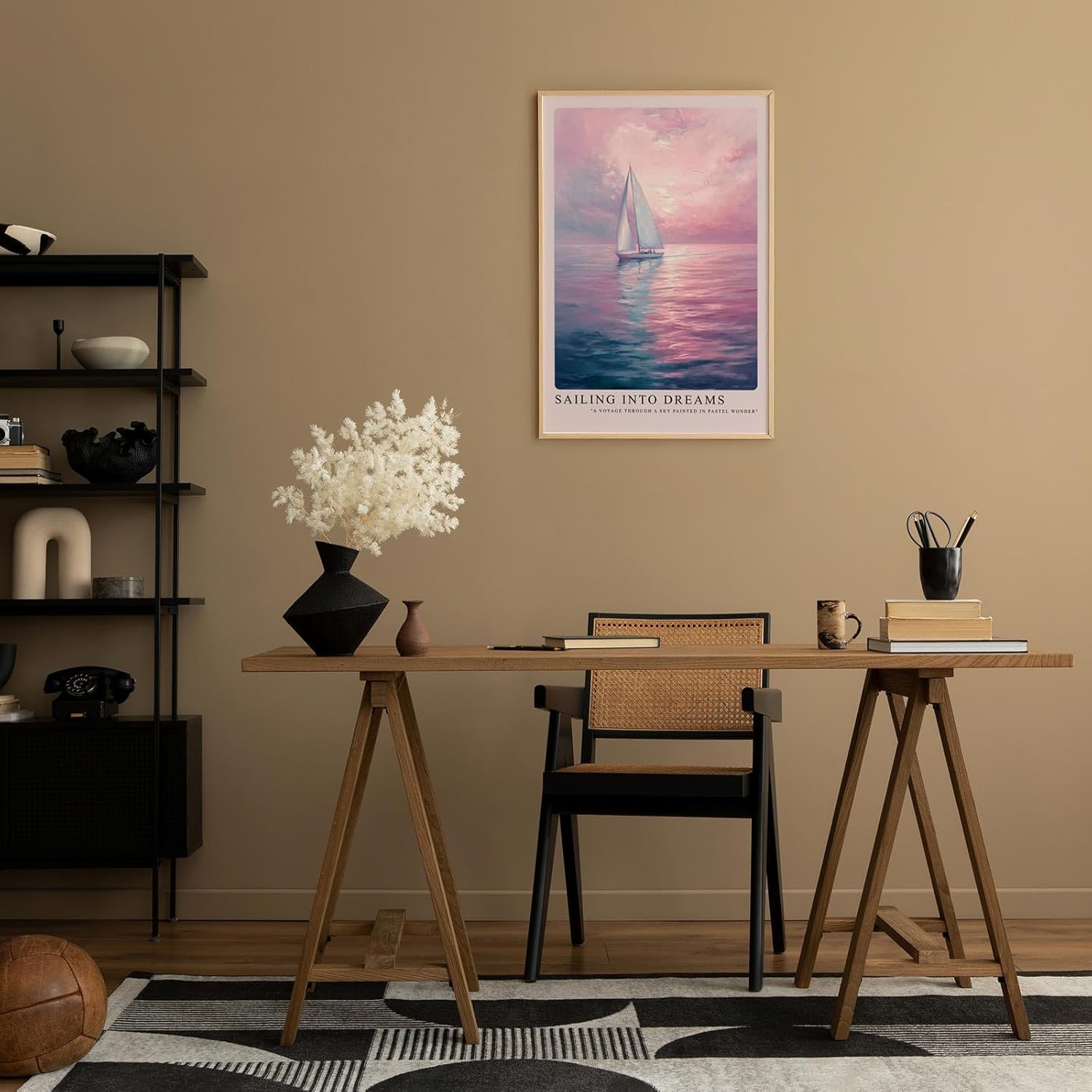 Paul Sinus Leinwandbild 40x60cm verträumte Segelboot-Szene mit malerischem Himmel und sanften Pastellfarben, beruhigende Wandkunst