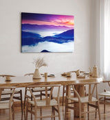 Paul Sinus Wandbild 120x80cm Berge Wolken Himmel Abendröte Blau Kunstvoll