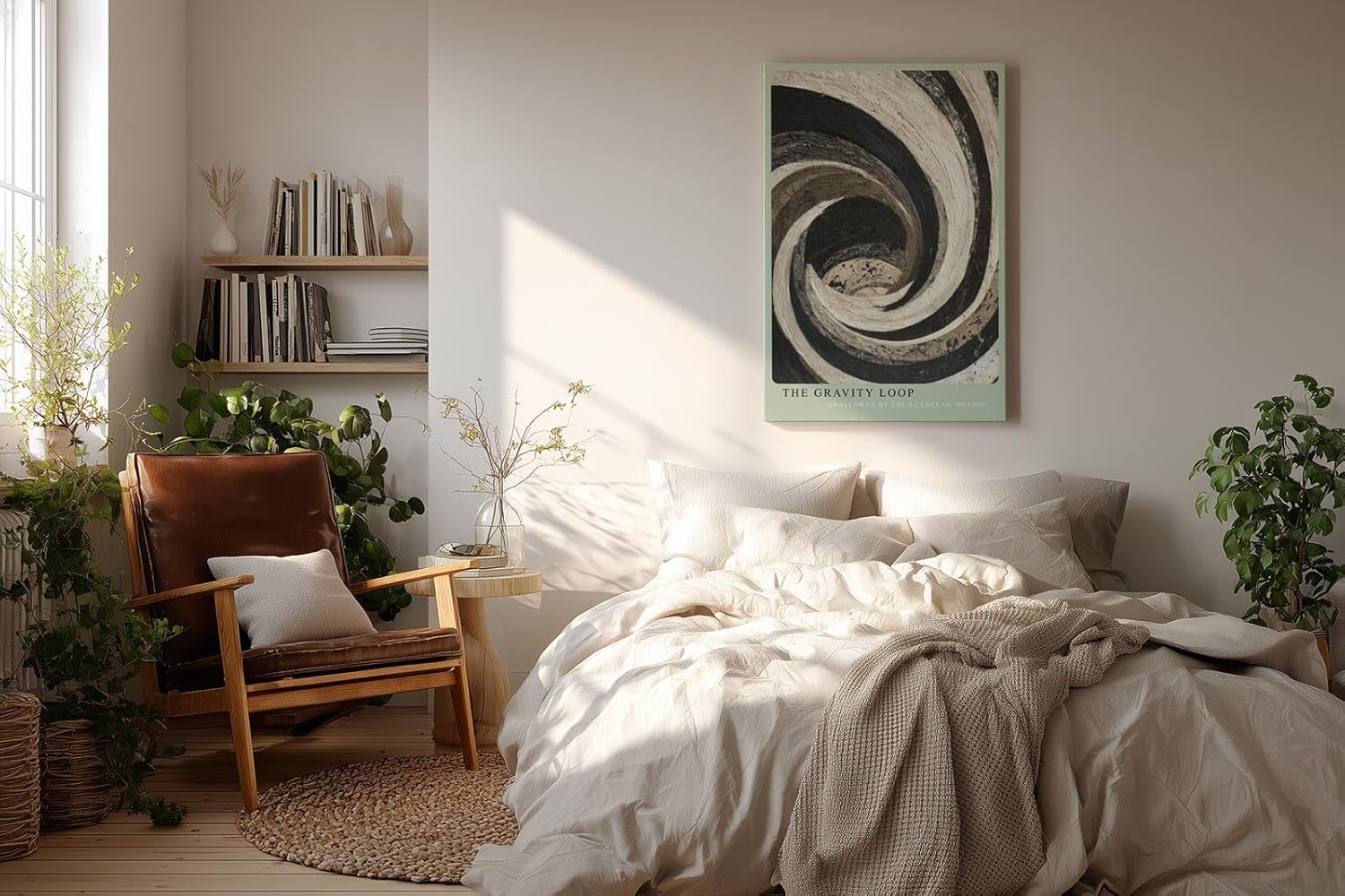 Paul Sinus Wandbild in 40x60cm The Gravity Loop – Dynamische Schwarz-Weiß-Wirbelstruktur mit kraftvoller Tiefenwirkung und plastischer Textur