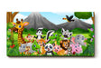 Sinus Art Wandbild 120x80cm Detailreich illustrierte Tiergruppe mit Panda, Tiger, Giraffe, Affe, Elefant u. v. m.
