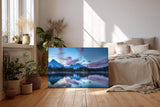 Sinus Art Wandbild 120x80cm Spiegelung von Bergen und Wald im ruhigen Wasser erzeugt eine meditative Wirkung