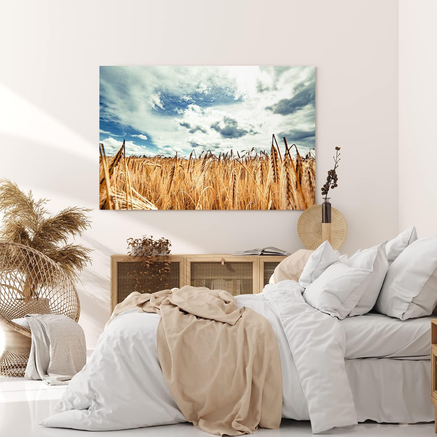Paul Sinus Wandbild 120x80cm Weizenfeld Weizen Feld Wolken Himmel