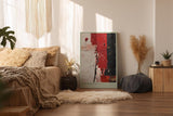 Paul Sinus Wandbild in 40x60cm Raw Surface – Abstrakte Strukturen in kräftigem Rot, Schwarz und Weiß mit markanter Textur