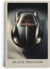 Paul Sinus Leinwandbild 80x120cm Leinwandbild Black Phantom Luxusauto futuristisches Design Eleganz Geschwindigkeit Exklusivität zeitlose Ästhetik