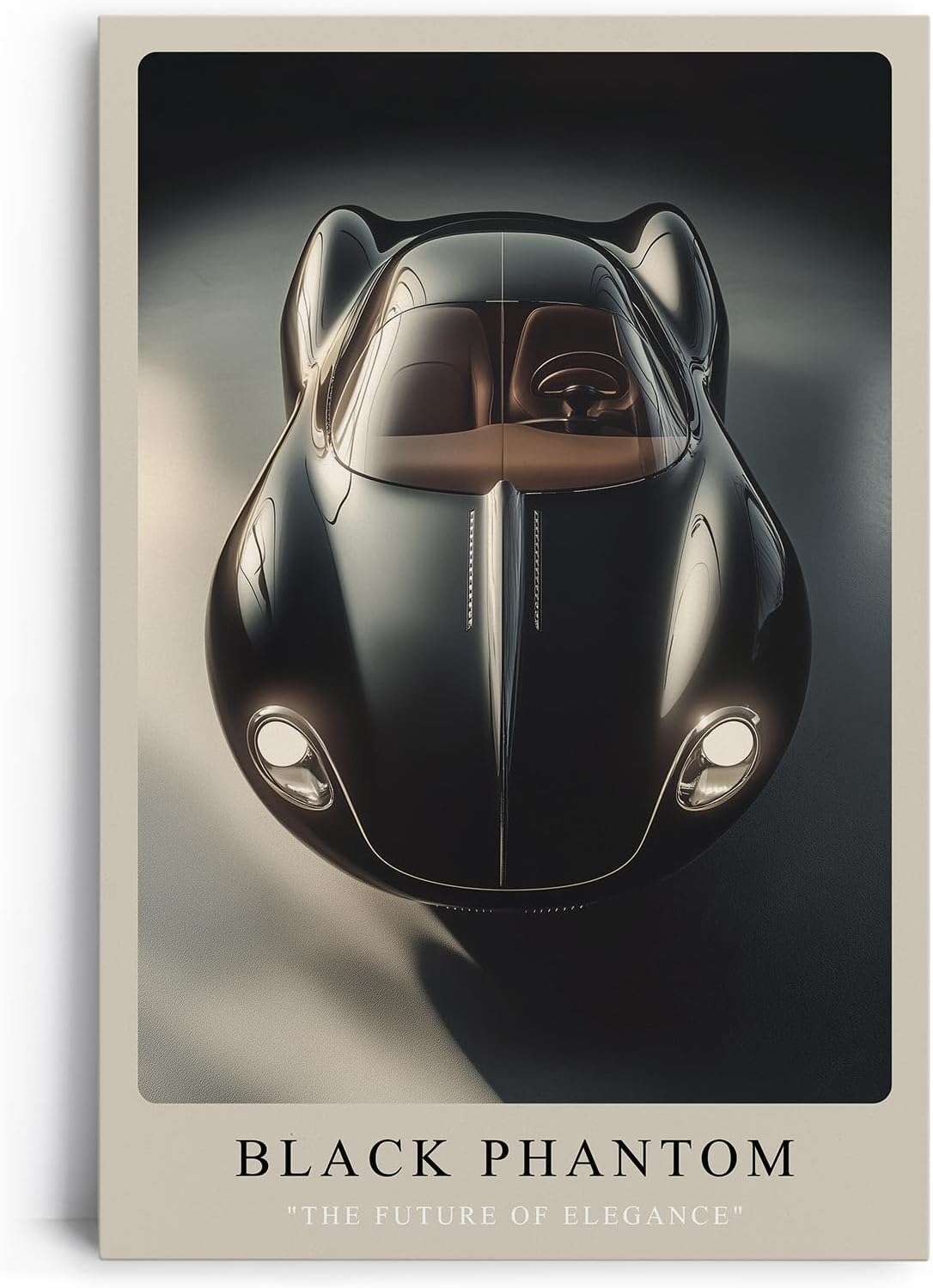Paul Sinus Leinwandbild 80x120cm Leinwandbild Black Phantom Luxusauto futuristisches Design Eleganz Geschwindigkeit Exklusivität zeitlose Ästhetik