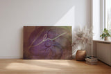 Sinus Art Wandbild 120x80cm Verschlungene Linien und violette Flächen auf texturierter brauner Basis