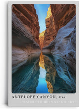 Paul Sinus Leinwandbild 40x60cm Leinwandbild Antelope Canyon USA Naturparadies Wasserreflexion Schlucht Sandstein Sonnenlicht Geheimnisvoll