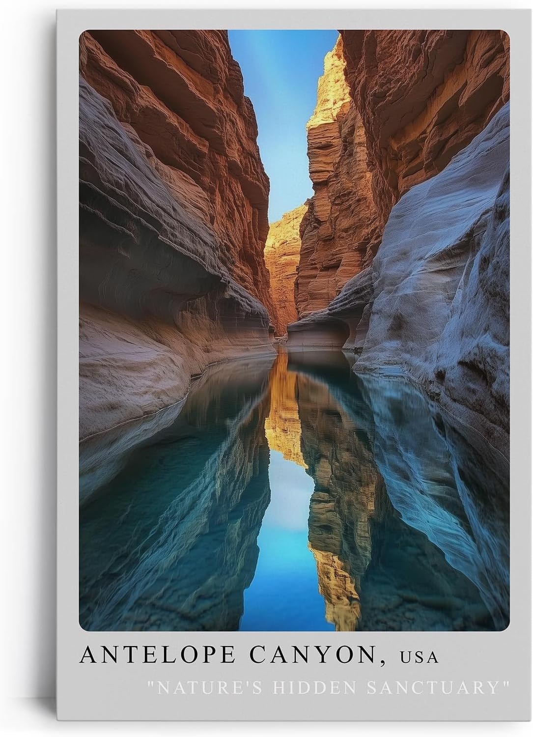 Paul Sinus Leinwandbild 40x60cm Leinwandbild Antelope Canyon USA Naturparadies Wasserreflexion Schlucht Sandstein Sonnenlicht Geheimnisvoll