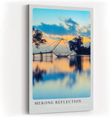 Paul Sinus Kunstdruck 40x60cm Mekong Reflection Vietnam Fischernetz Wasser Spiegelung Sonnenuntergang