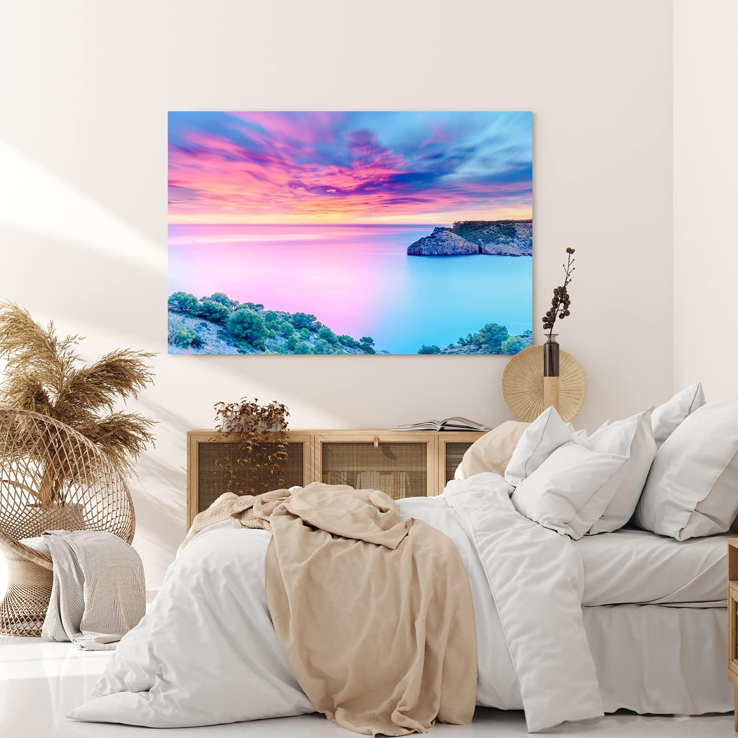 Paul Sinus Wandbild 120x80cm Abendröte über den Meer Sonnenuntergang Klippen Küste
