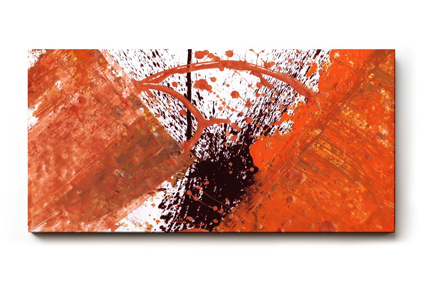 Sinus Art Wandbild 120x80cm Farbexplosion in Orange und Schwarz mit tropfenartigen Elementen und Bewegung