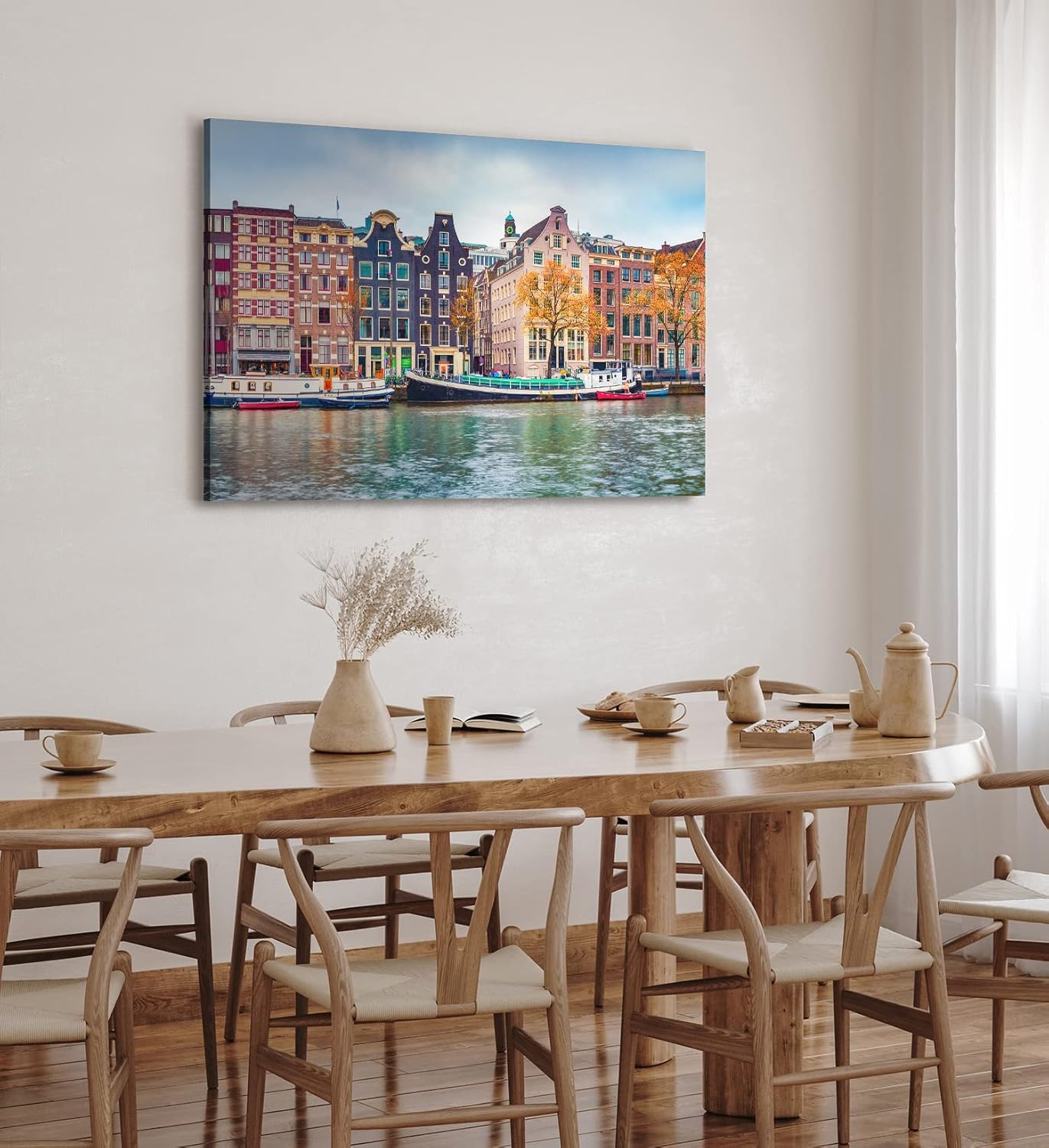 Paul Sinus Wandbild 120x80cm Amsterdam Holland Kanal Boote traditionelle Häuser