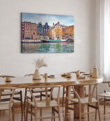 Paul Sinus Wandbild 120x80cm Amsterdam Holland Kanal Boote traditionelle Häuser