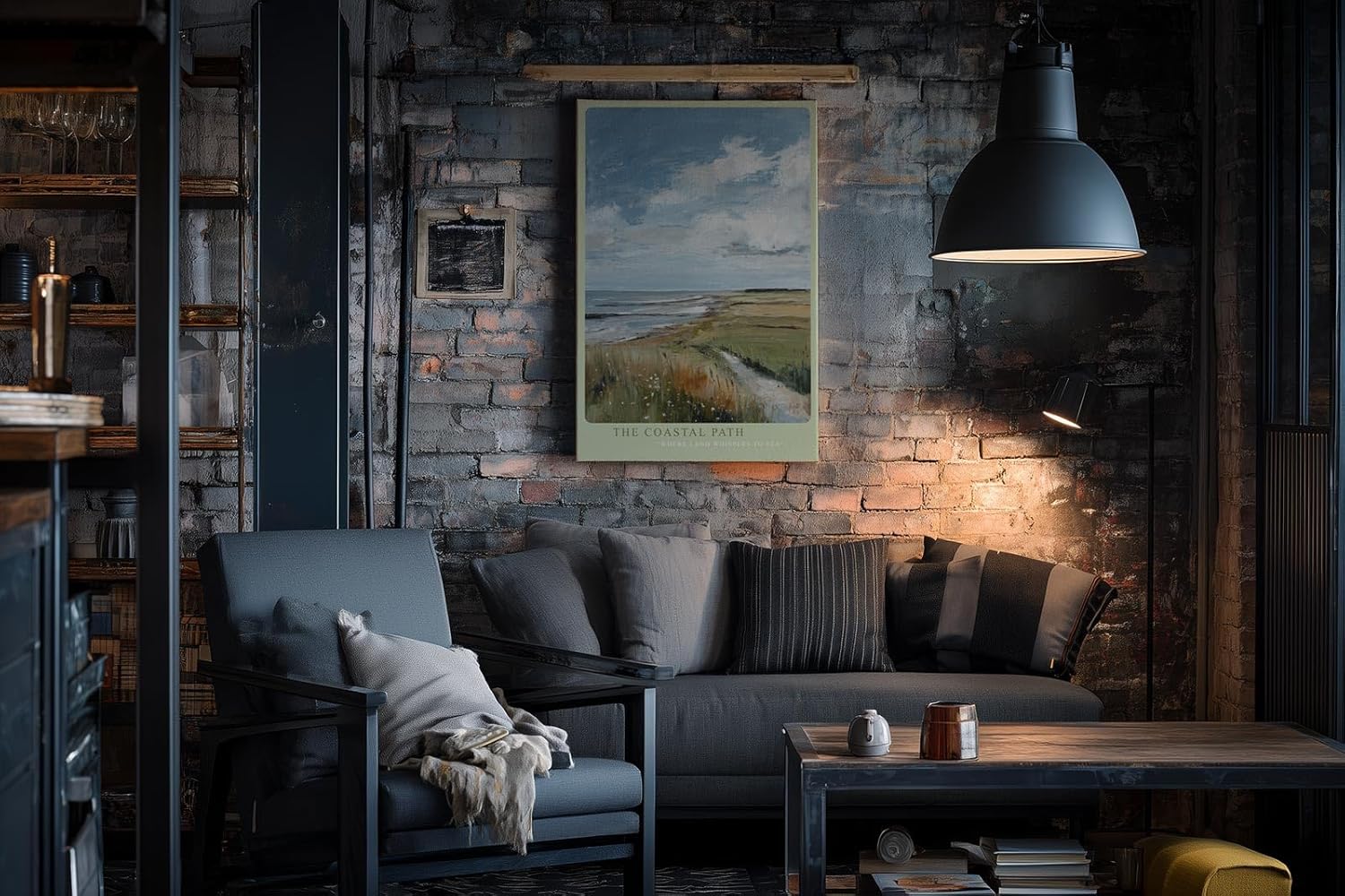 Paul Sinus Wandbild in 40x60cm Küstenweg mit Blick aufs Meer – impressionistisches Landschaftsgemälde für naturnahe Wohnakzente