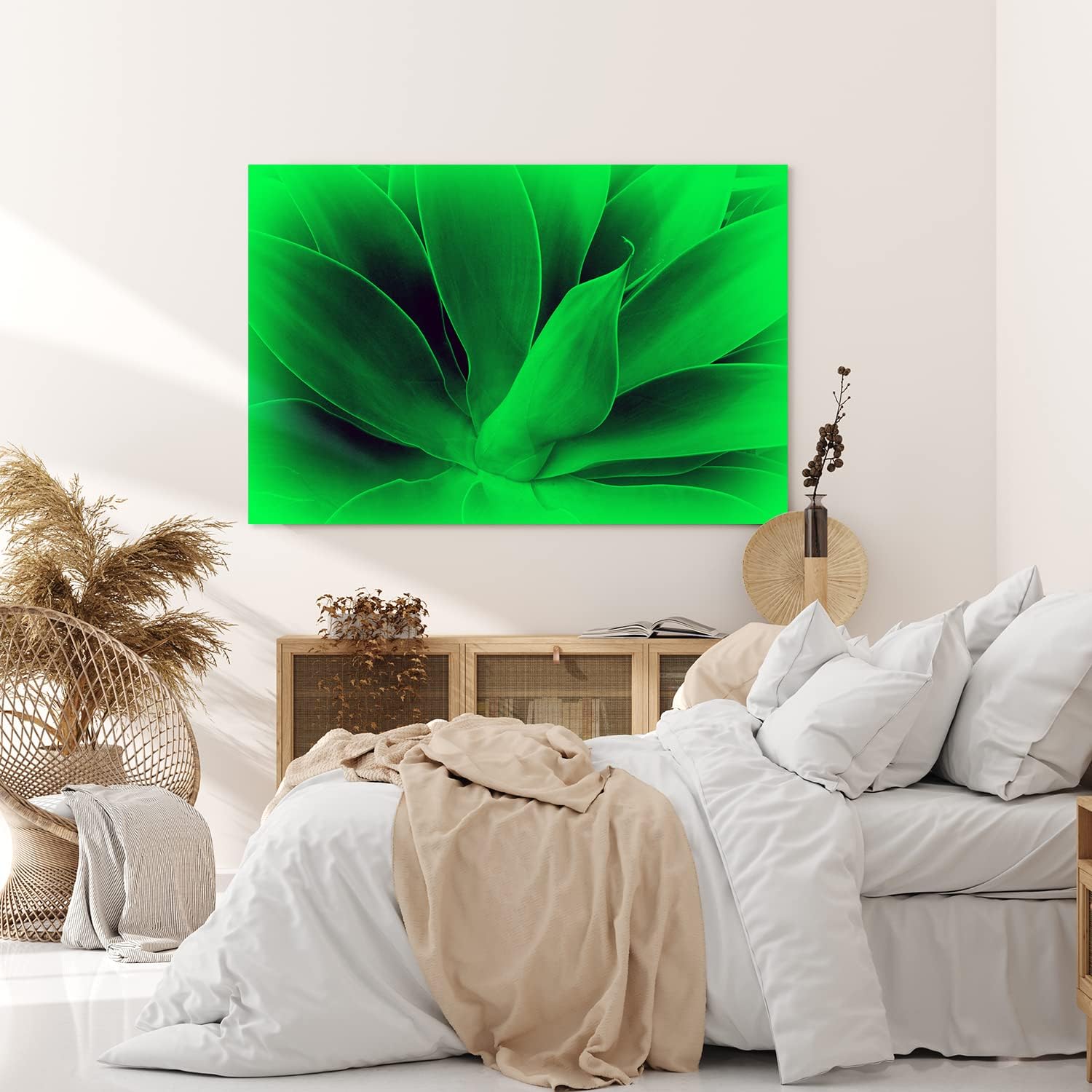 Paul Sinus Wandbild 120x80cm Aloe Vera Pflanze Grün Nahaufnahme Kunstvoll
