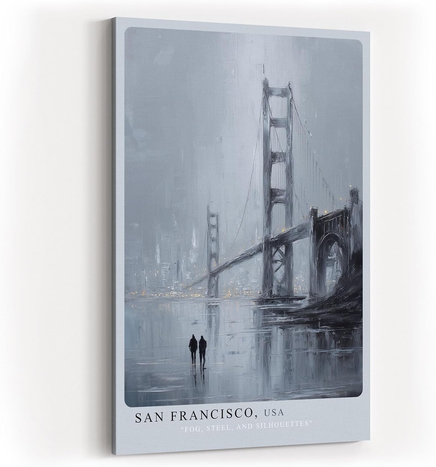 Paul Sinus Wandbild in 40x60cm San Francisco USA Golden Gate Bridge in impressionistischer Darstellung mit Figuren im Vordergrund