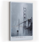 Paul Sinus Wandbild in 40x60cm San Francisco USA Golden Gate Bridge in impressionistischer Darstellung mit Figuren im Vordergrund