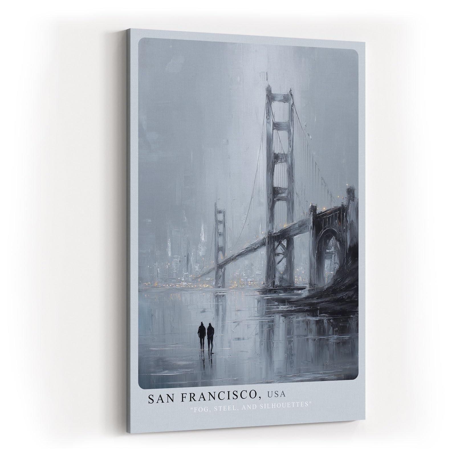 Paul Sinus Wandbild in 40x60cm San Francisco USA Golden Gate Bridge in impressionistischer Darstellung mit Figuren im Vordergrund