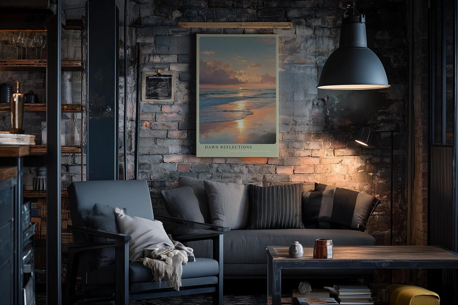 Paul Sinus Wandbild in 40x60cm Morgenstimmung am Meer mit sanften Wellen und goldenen Lichtreflexen im Wasser