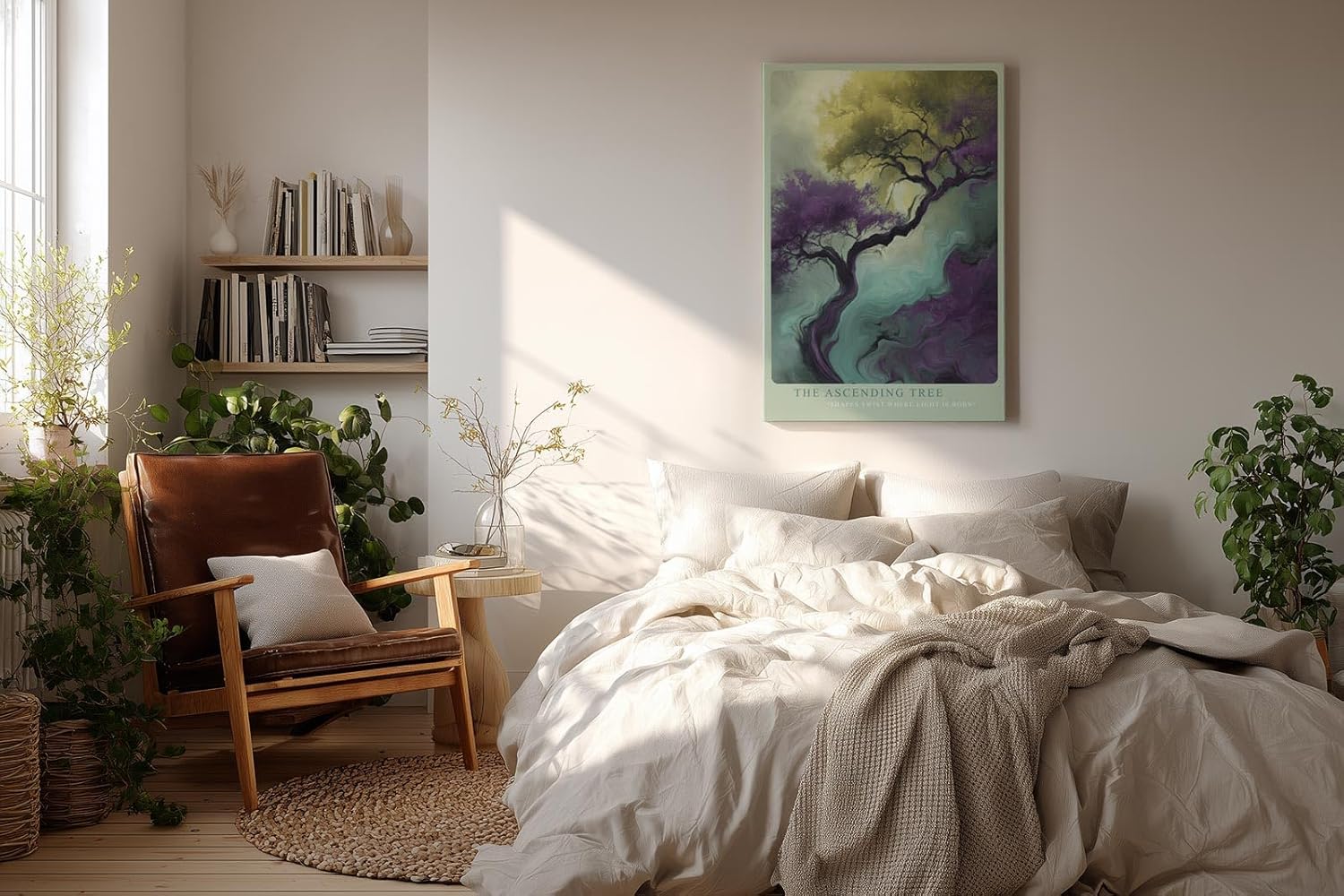 Paul Sinus Wandbild in 40x60cm The Ascending Tree – Künstlerische Darstellung eines aufstrebenden Baumes in leuchtenden Farbverläufen